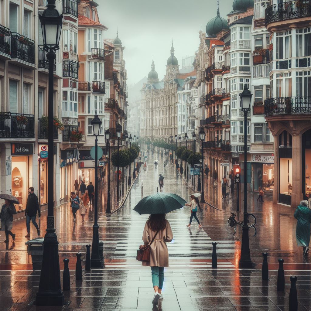 Disfrutando  de Oviedo bajo la lluvia